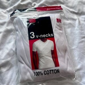 White V-Neck T-Shirts New in Resealable Pack